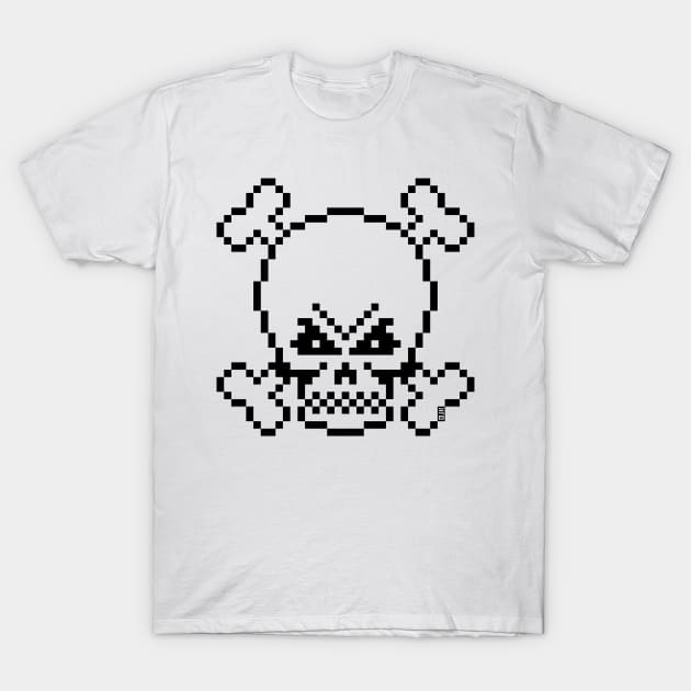 Skull And Crossbones (Pixel Art / Jolly Roger / Outline) T-Shirt by MrFaulbaum